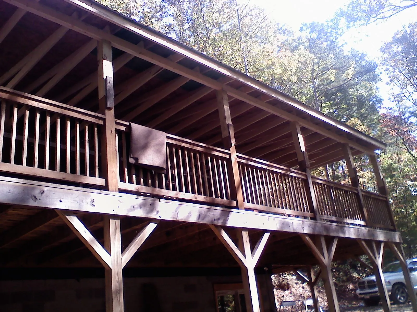 Timber framing under a new elevated porch and deck — Roof Leak Repair in Flowood by Roofing Brothers